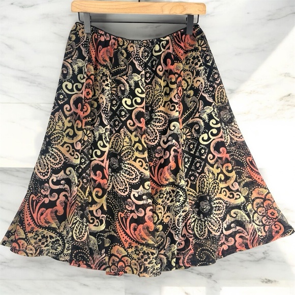 VTG JM Collection Colorful A-Line Skirt Knee-Length Paisley Floral Print Sz 6 - Picture 2 of 8